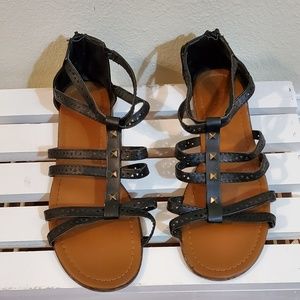 Black gladiator sandals size 10